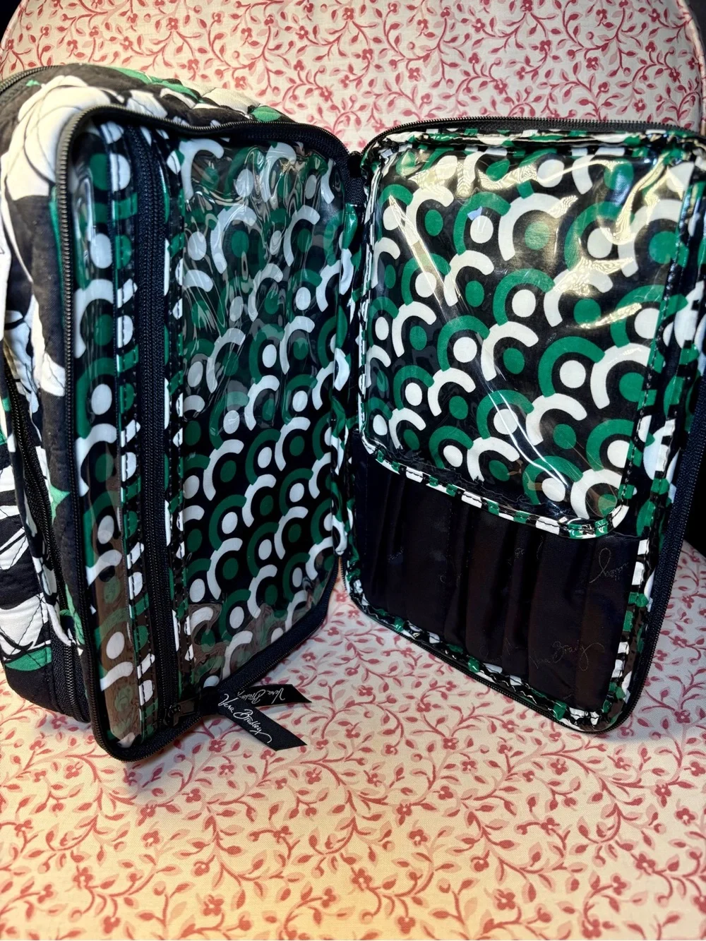 Vera Bradley Large Blush & Brush Imperial Rose Quilted Floral Toiletry Bag